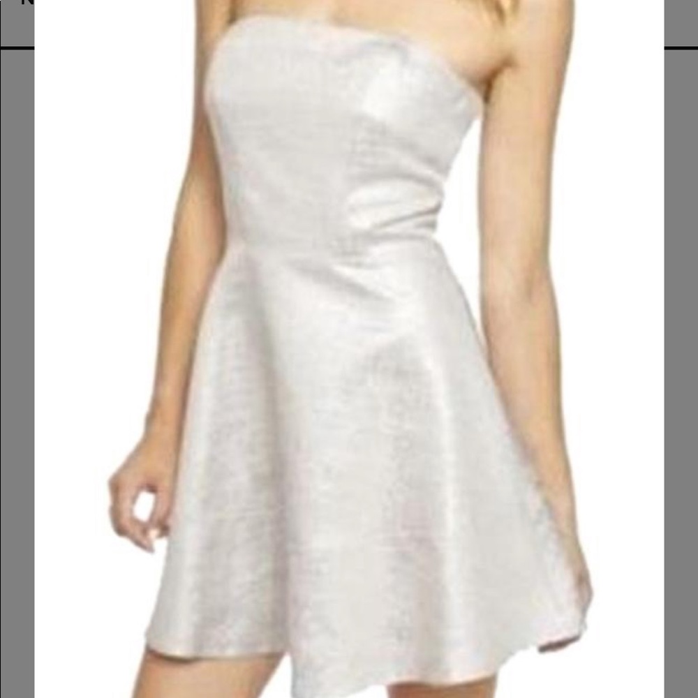Express Silver Strapless Cocktail Dress